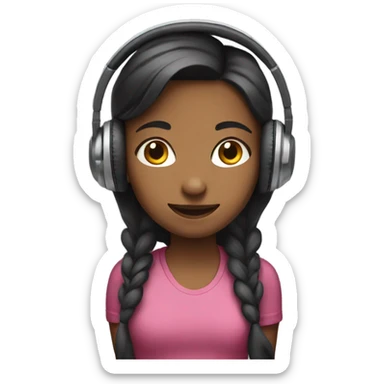 girl with headphones smirking sticker