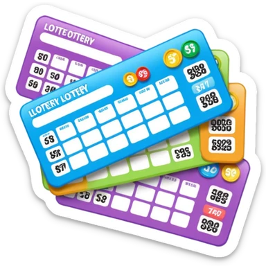 Create blank lottery coupons fanned out, clean and colorful, with different header colors and simple grid sections. No numbers, no text—just empty fields and a lottery-ticket layout. Bright, modern, and on a neutral background. sticker