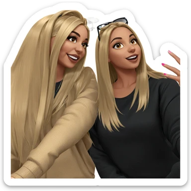 blonde girls taking a selfie sticker