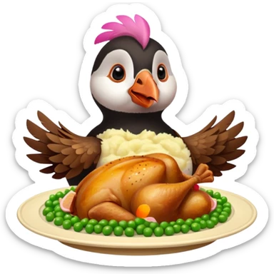 pink puffin pink feathers roast dinner sticker