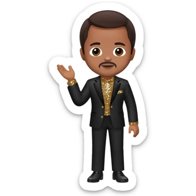 Berry Gordy with dark brown hair, dark brown sequin outfit  sticker