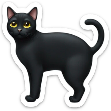 obese black cat standing sticker
