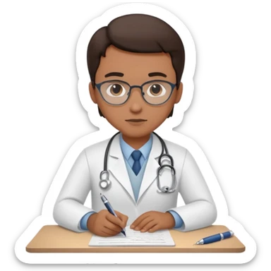 A doctor creating a protocol sticker