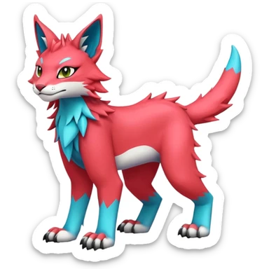 Colorful randomly-colored brightly-colored tropical kawaii edgy cute Lynx-Sergal-Vernid-Fakémon-Pokémon-creature (full body) sticker