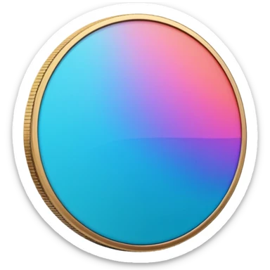 
One  Rotate 45 degree 3d credit coin color in in gradient of turquoise, blue, pink, purple, and coral sticker