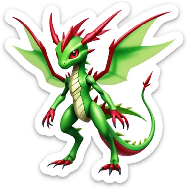  Cool Edgy Shiny Futuristic Ethereal Legendary Scizor-Digimon-Schyther-Flygon-hybrid full body sticker