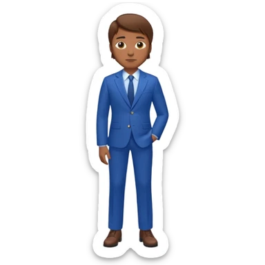 man with brown hair in blue suit whole body sticker