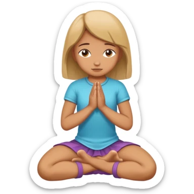Girl bowing on knees with hands praying sticker