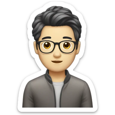 korean guy with glasses and curtains hair sticker