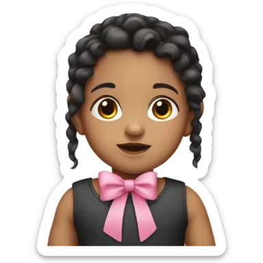 Toddler with dark hair and light skin and a pink bow sticker