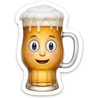 Beer glass with dizzy face sticker