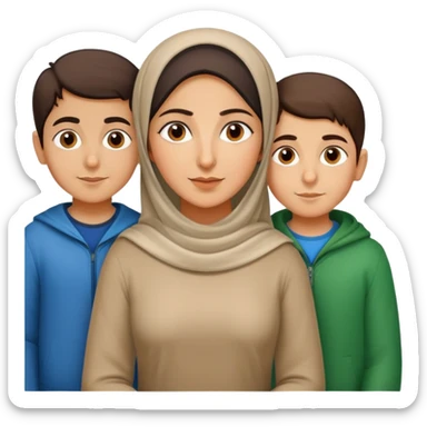 An Iranian family including a 37 year old woman, a 9 year old boy and a 6 year old boy sticker