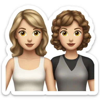 Taylor swift standing with a girl with brown hair and brown eyes sticker