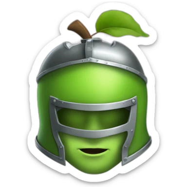 green apple in a knight helmet sticker