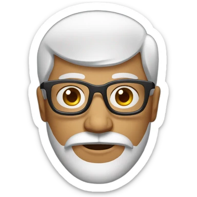 Shiny Bald Indian man with big grey beard, no mustache and glasses sticker