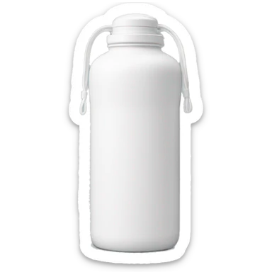 white water bottle with white lid, white handle strap sticker
