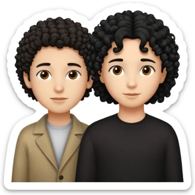 Un garçon cheveux boucle et yeux marron clair et une fille cheveux noir lisse côte à cote  sticker