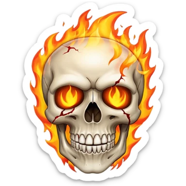 Skull on fire sticker