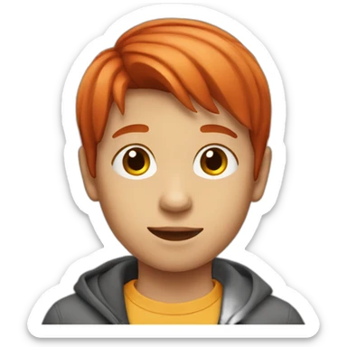 Kid boy with red straight hair sticker