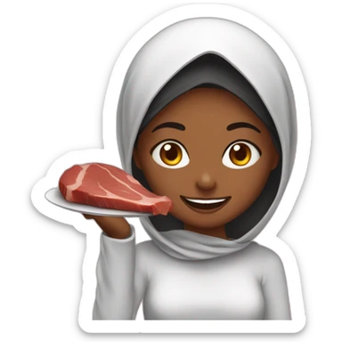 muslim bkack girl enjoying meat sticker