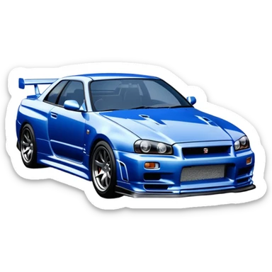 car Nissan Skyline GT-R R34 1999 like in the movie Fast and Furious, the design of the car should be the same as in the movie  sticker