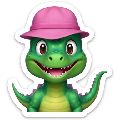 dinosour with pink hat sticker