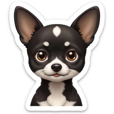 Very Dark black Chihuahua with white markings On the neck In Telegram style sticker