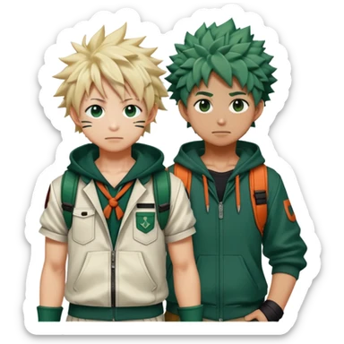 Bakugo and Deku from My Hero Academia together sticker