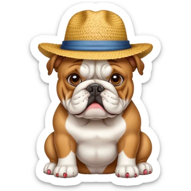 A bulldog with luffy’s hat sticker