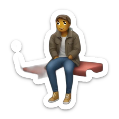 person sitting alone in a train-seat sticker