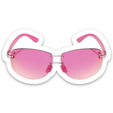 pink frameless wraparound sunglasses, Y2K fashion, single lens design sticker