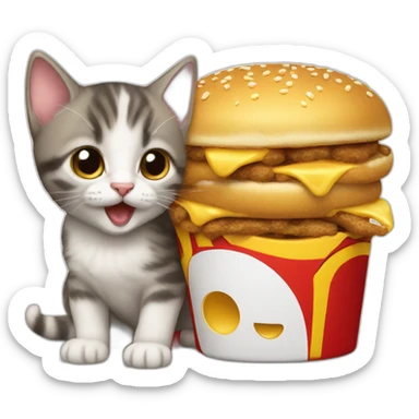 Two kittens eats macdonalds sticker