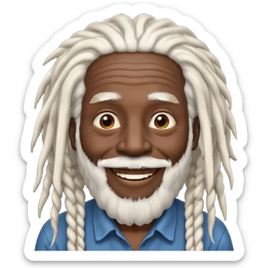old man with white dreadlocks and black skin sticker