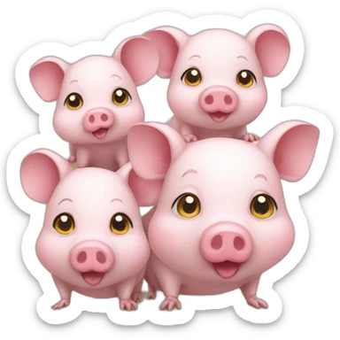 Mouse with two pigs sticker