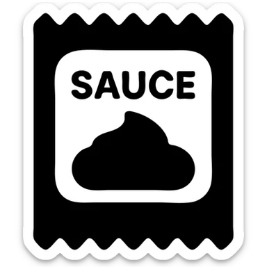 A sauce in a fast food packaging with a yellow background sticker