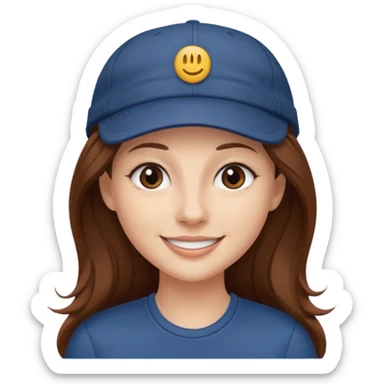  lady with long brown hair wearing a cap sticker