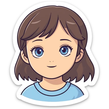 Brunette girl with greyish blue eyes sticker