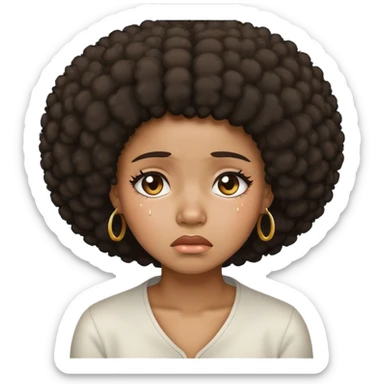 black girl with afro sad crying tears sticker
