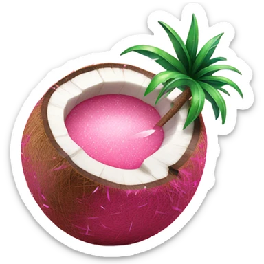 Pink coconut with juice and glitter  sticker