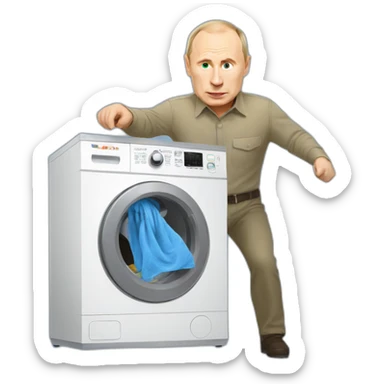 Putin carrying washing machine sticker
