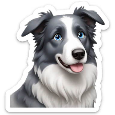 Blue eyes gray colour Border collie sticker