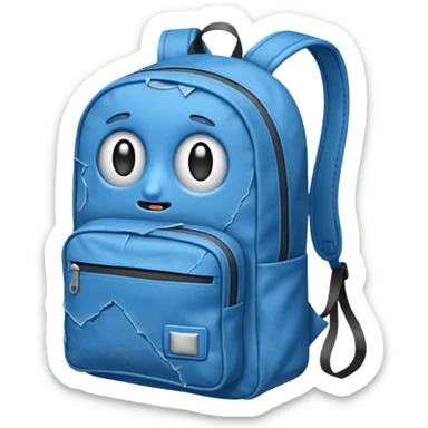 Blue backpack, tear, Lost & Found Object. sticker