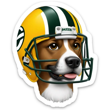 dog with green bay packers helmet sticker