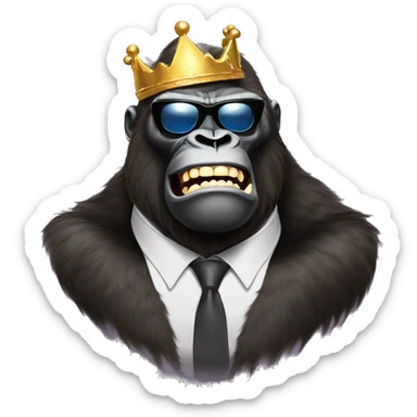 king kong with sunglasses with  lollypop out of his CLOSED mouth sticker