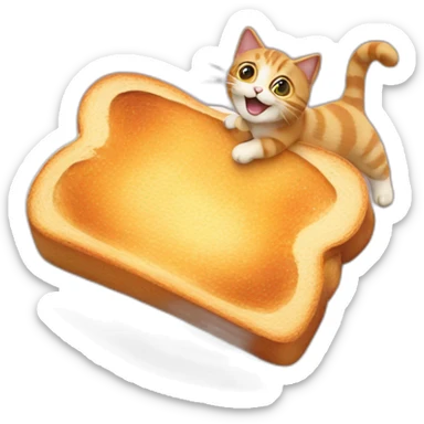 cat flying on a piece of toast sticker