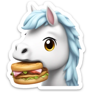 Unicornio gordito blanco comiendo una dona  sticker