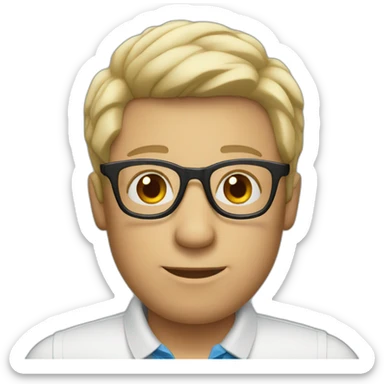 Man with polo shirt and glasses sticker