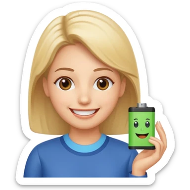 A kindergardenteacher with an empty battery icon above their head. sticker