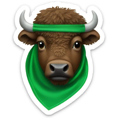 Bison wearing a green bandana with an n on it sticker