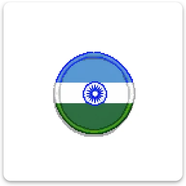 India flag with three horizontal bands - saffron at top, white in middle with blue wheel, and green at bottom sticker
